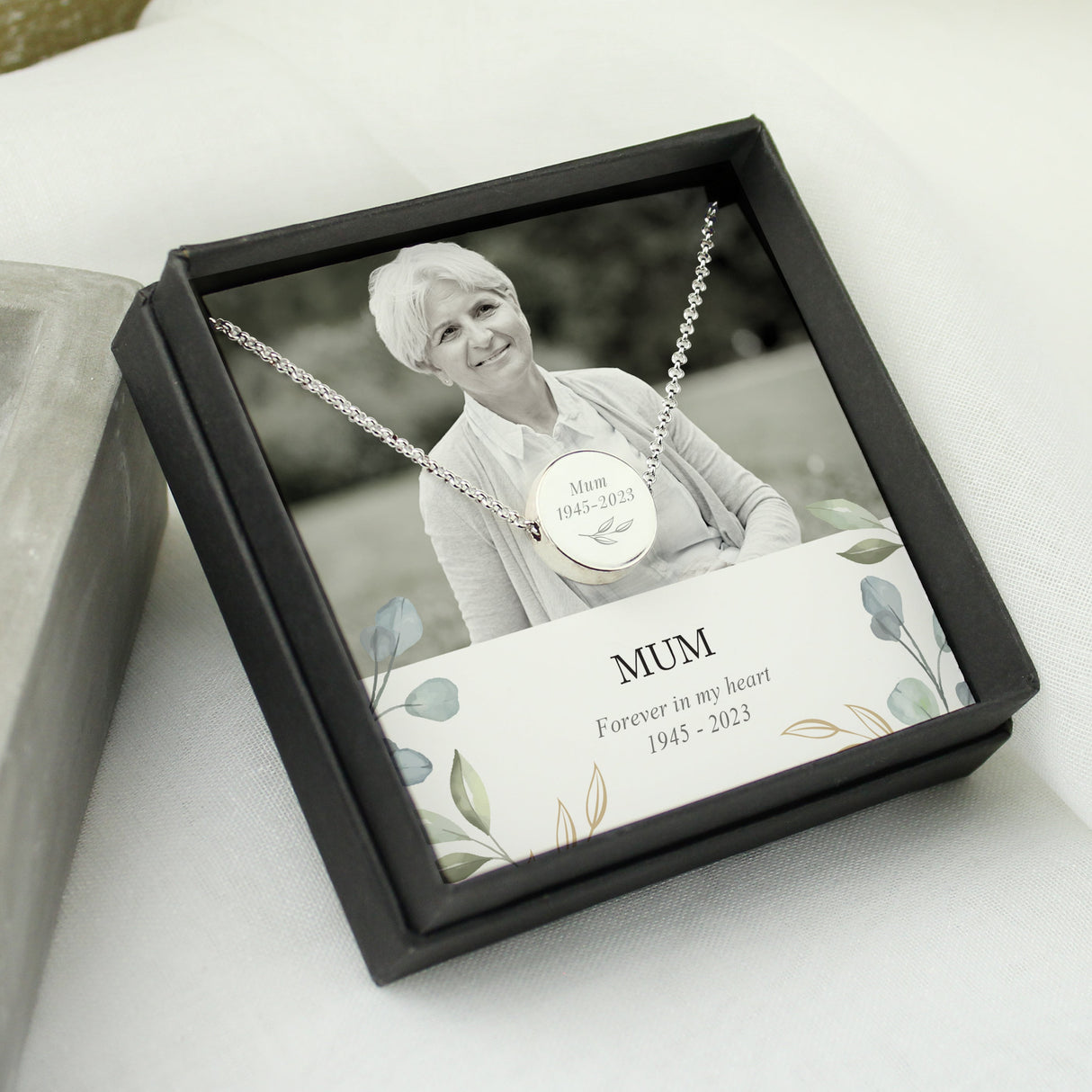 Personalised Botanical Memorial Photo Upload Necklace and Box: 3 - Necklaces By Gift Moments