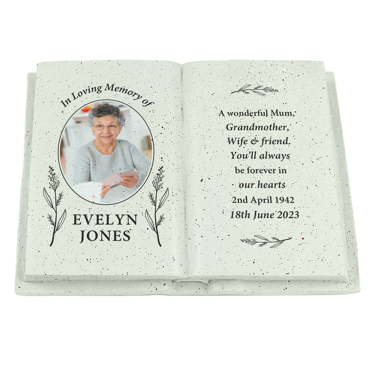 Personalised Botanical Memorial Photo Upload Resin Book: 5 - Memorials By Gift Moments