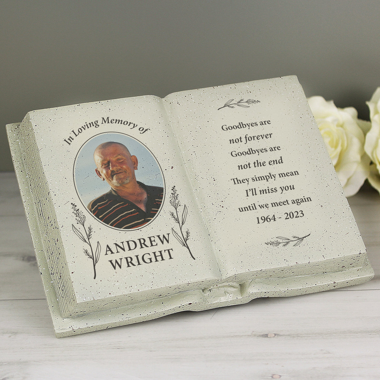 Personalised Botanical Memorial Photo Upload Resin Book: 4 - Memorials By Gift Moments