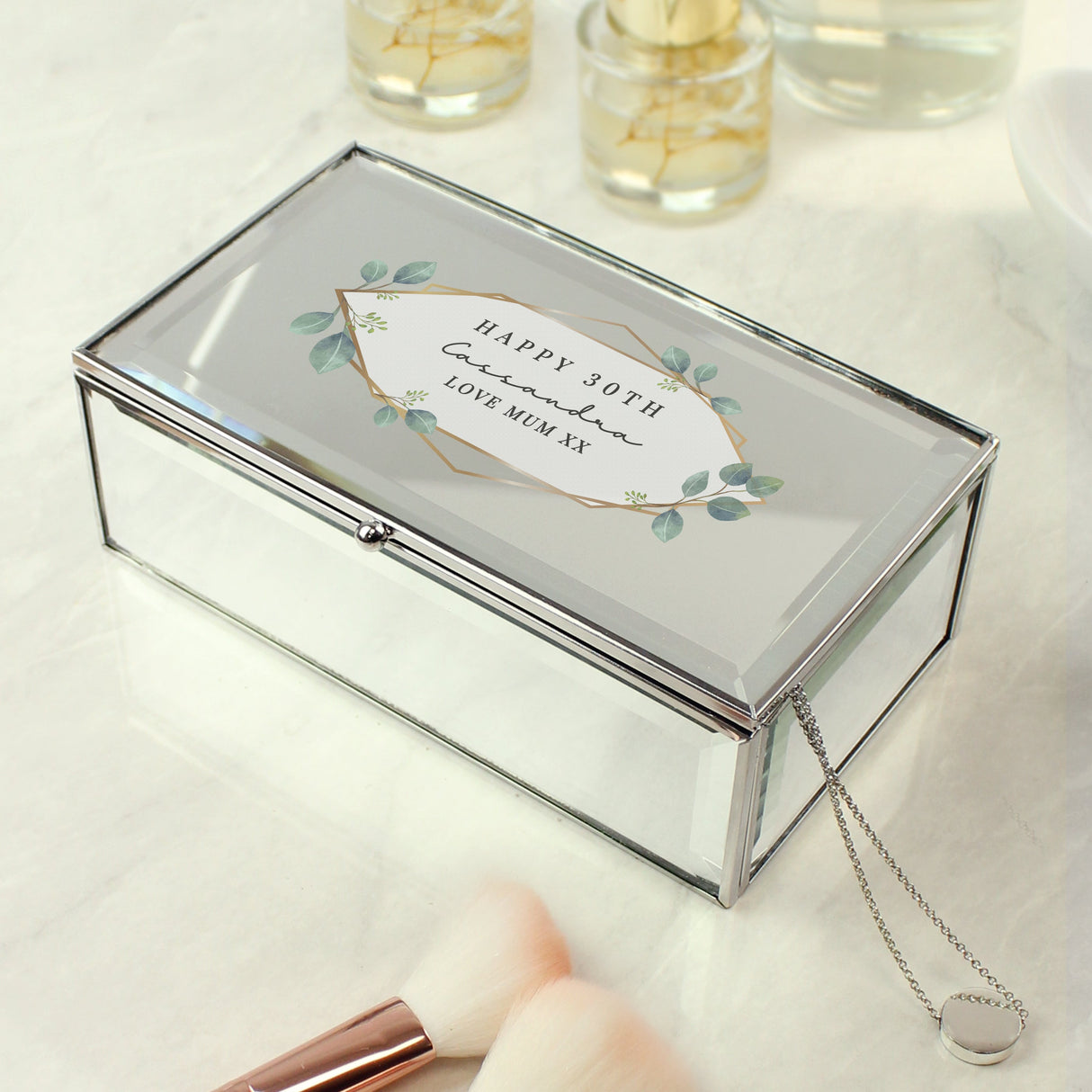 Personalised Botanical Mirrored Jewellery Box: 2 - Jewellery Boxes By Gift Moments