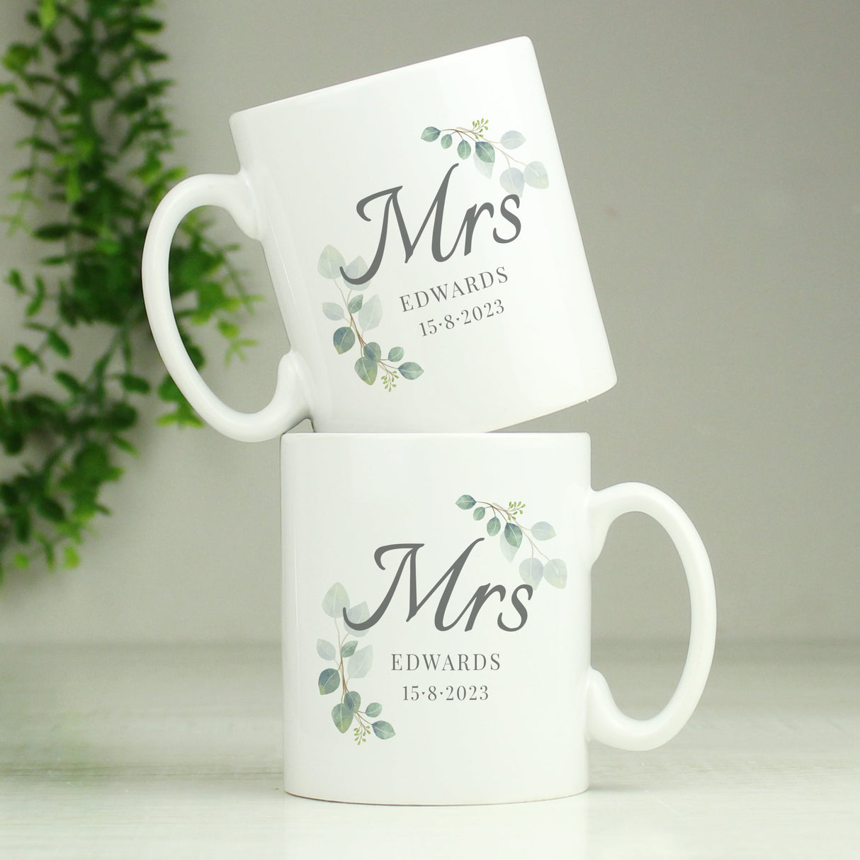 Personalised Botanical Mrs Mug: 2 - Mugs By Gift Moments