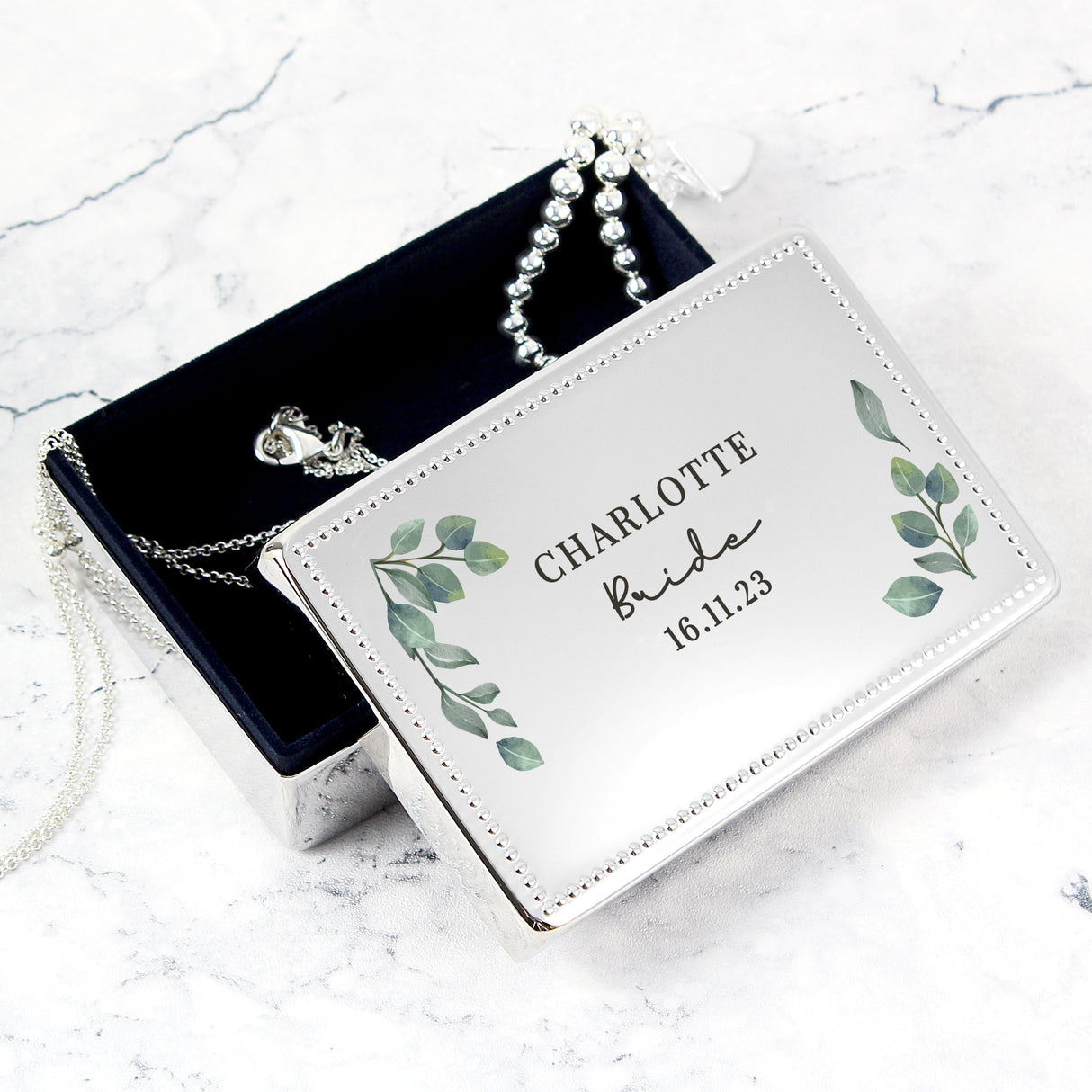 Personalised Botanical Rectangular Jewellery Box: 4 - Jewellery Boxes By Gift Moments
