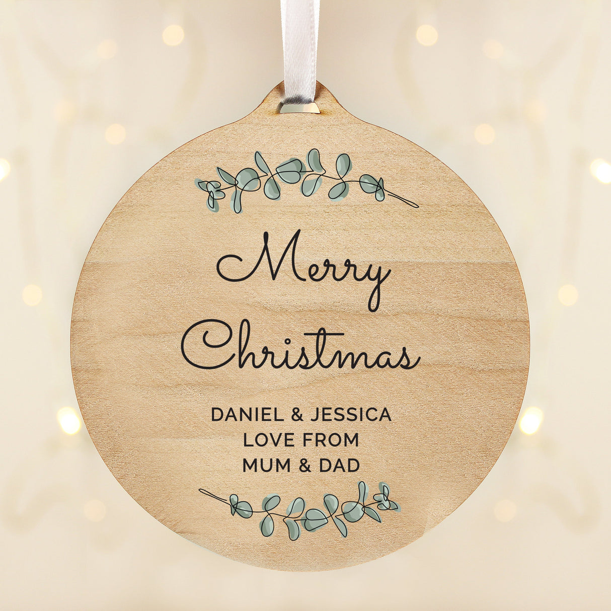 Personalised Botanical Round Wooden Decoration - Shop Christmas Decorations At Gift Moments - 3