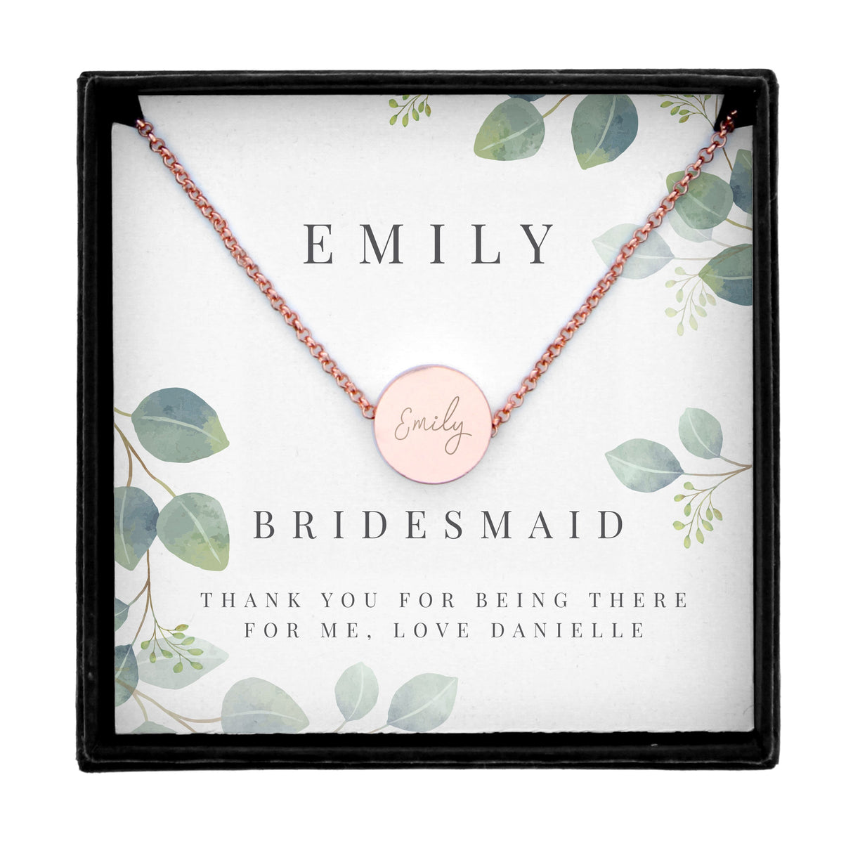 Personalised Botanical Sentiment Rose Gold Tone Necklace and Box: 5 - Necklaces By Gift Moments
