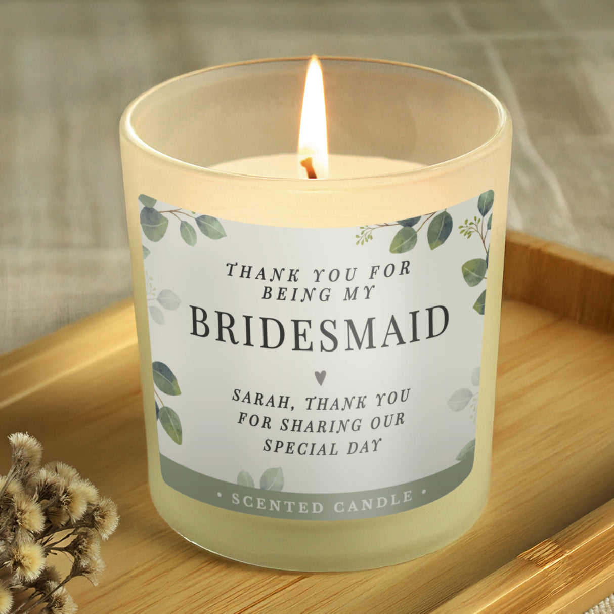 Personalised Botanical Thank You Wedding Party Jar Candle - Shop Candles At Gift Moments - 3