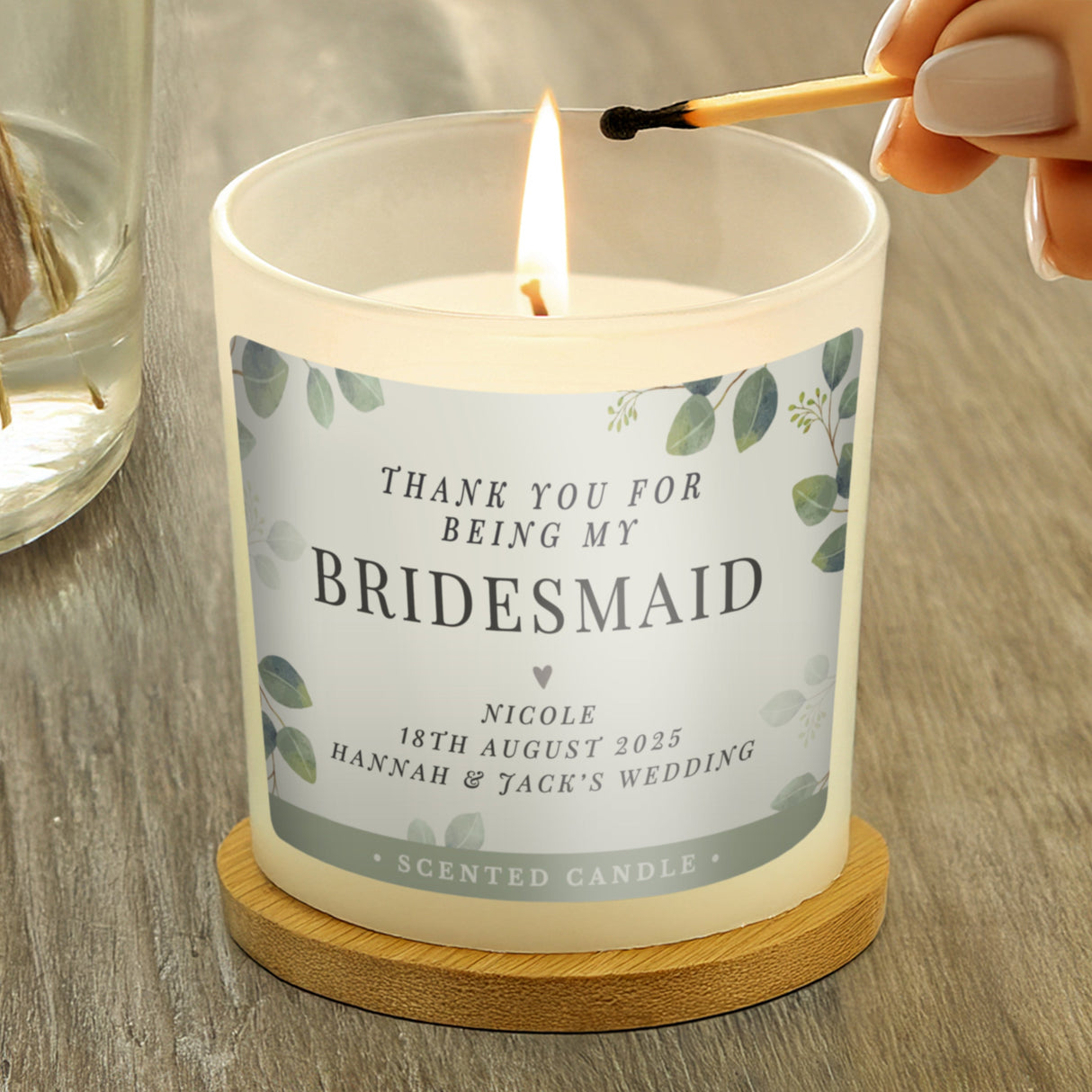 Personalised Botanical Thank You Wedding Party Jar Candle - Shop Candles At Gift Moments - 1