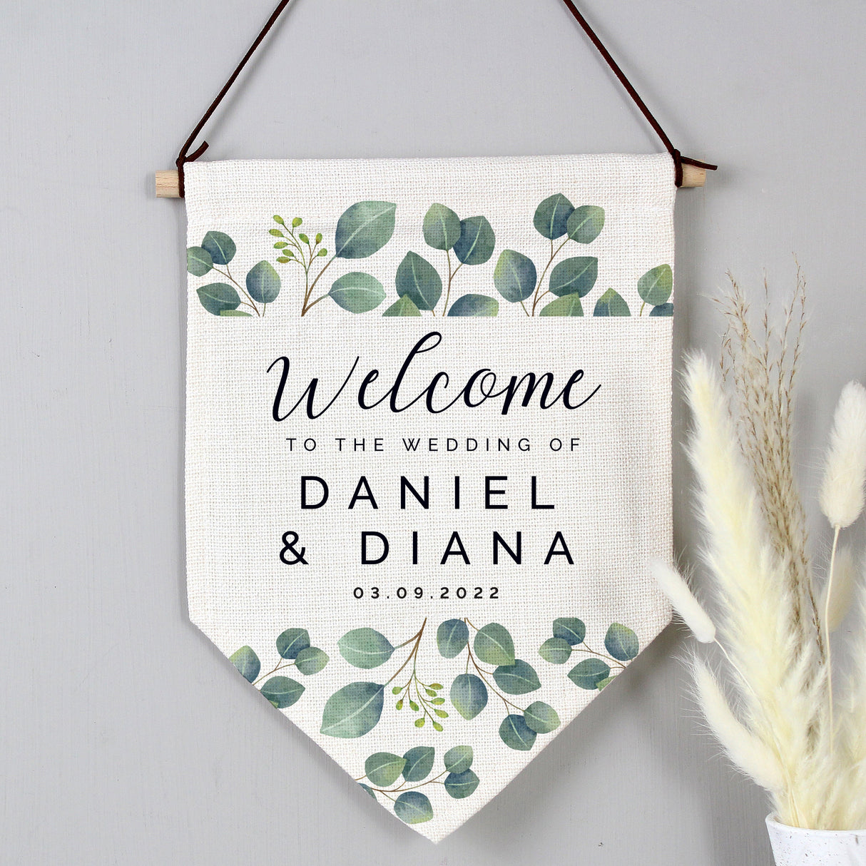 Personalised Botanical Wedding Hanging Banner: 3 - Banners By Gift Moments