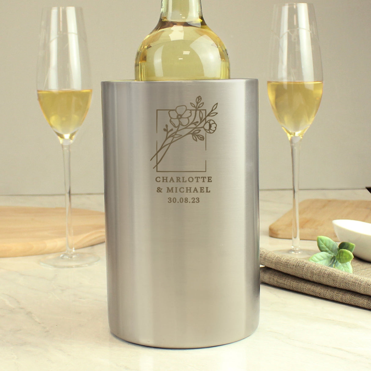 Personalised Botanical Wine Cooler: 1 - Barware By Gift Moments