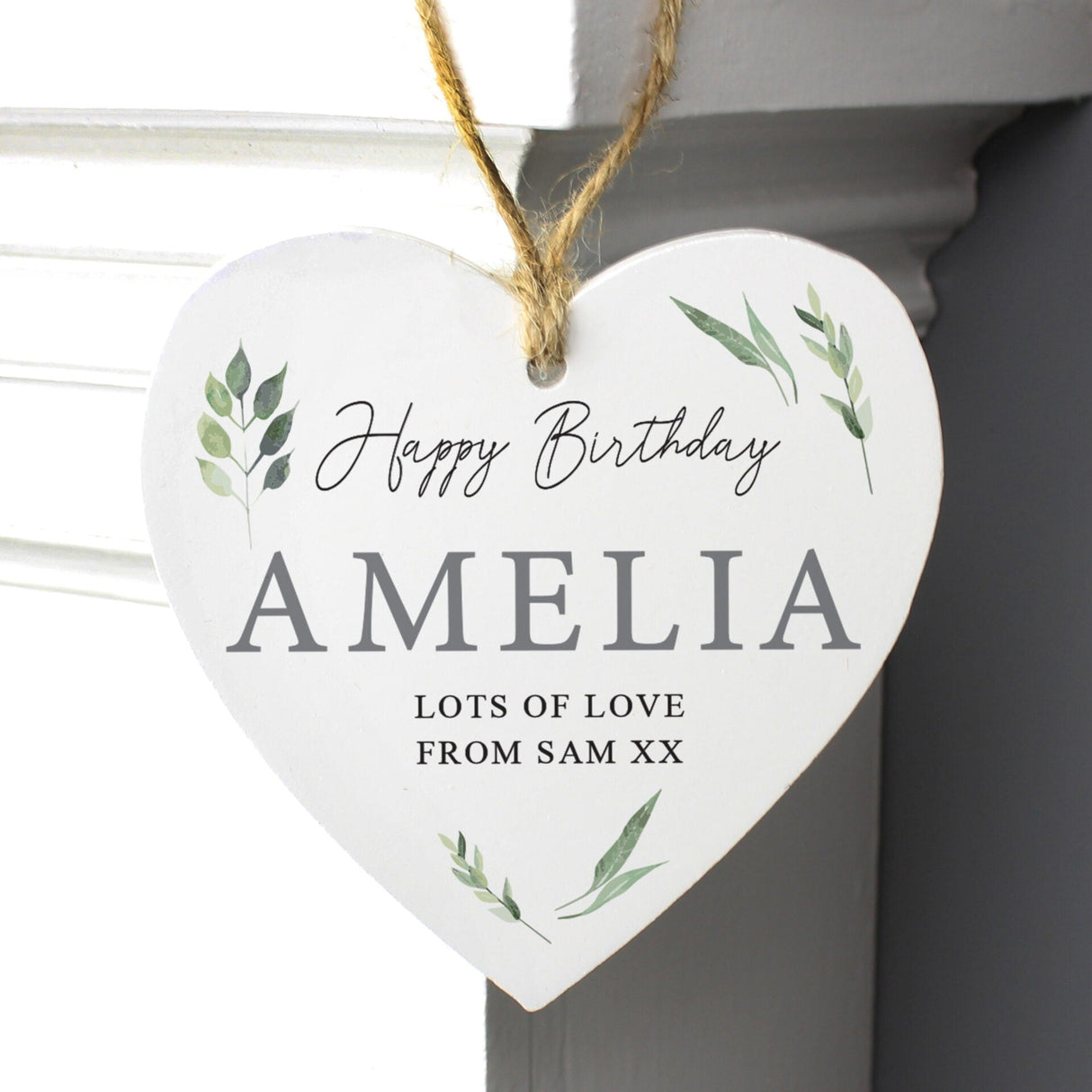 Personalised Botanical Wooden Heart Decoration - Shop Decorations At Gift Moments - 3