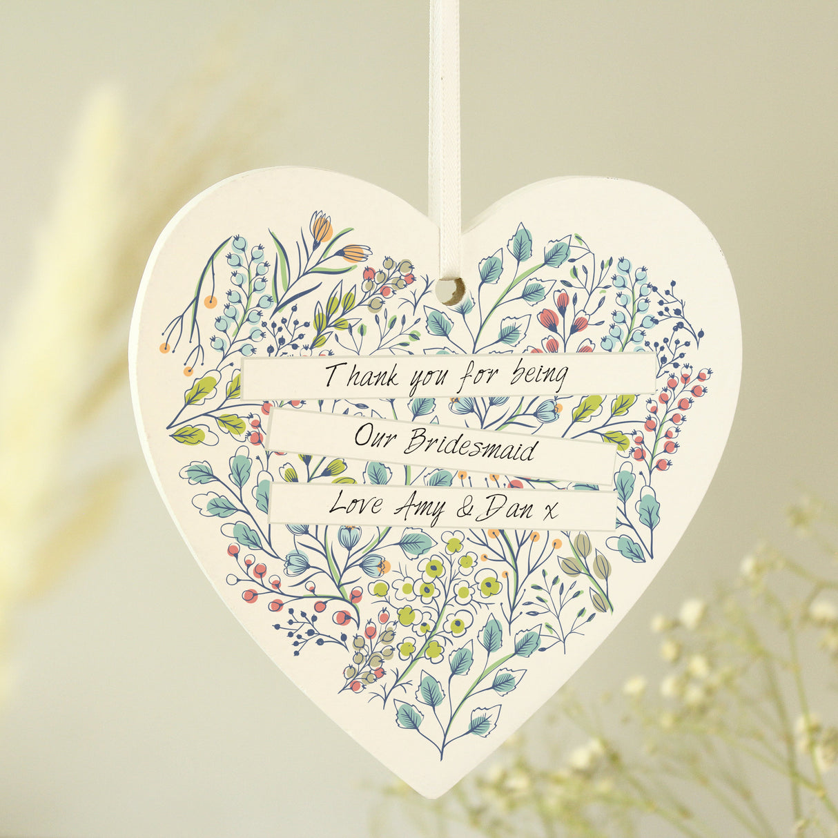 Personalised Botanical Wooden Heart Decoration - Shop Decorations At Gift Moments - 4