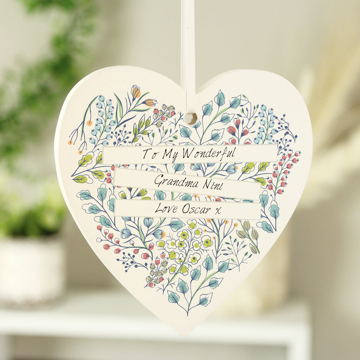 Personalised Botanical Wooden Heart Decoration - Shop Decorations At Gift Moments - 7
