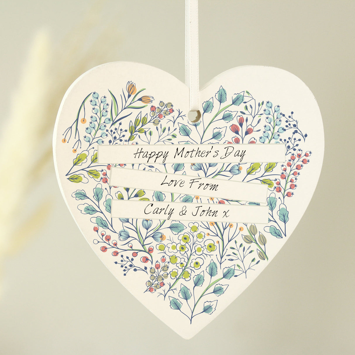 Personalised Botanical Wooden Heart Decoration - Shop Decorations At Gift Moments - 5