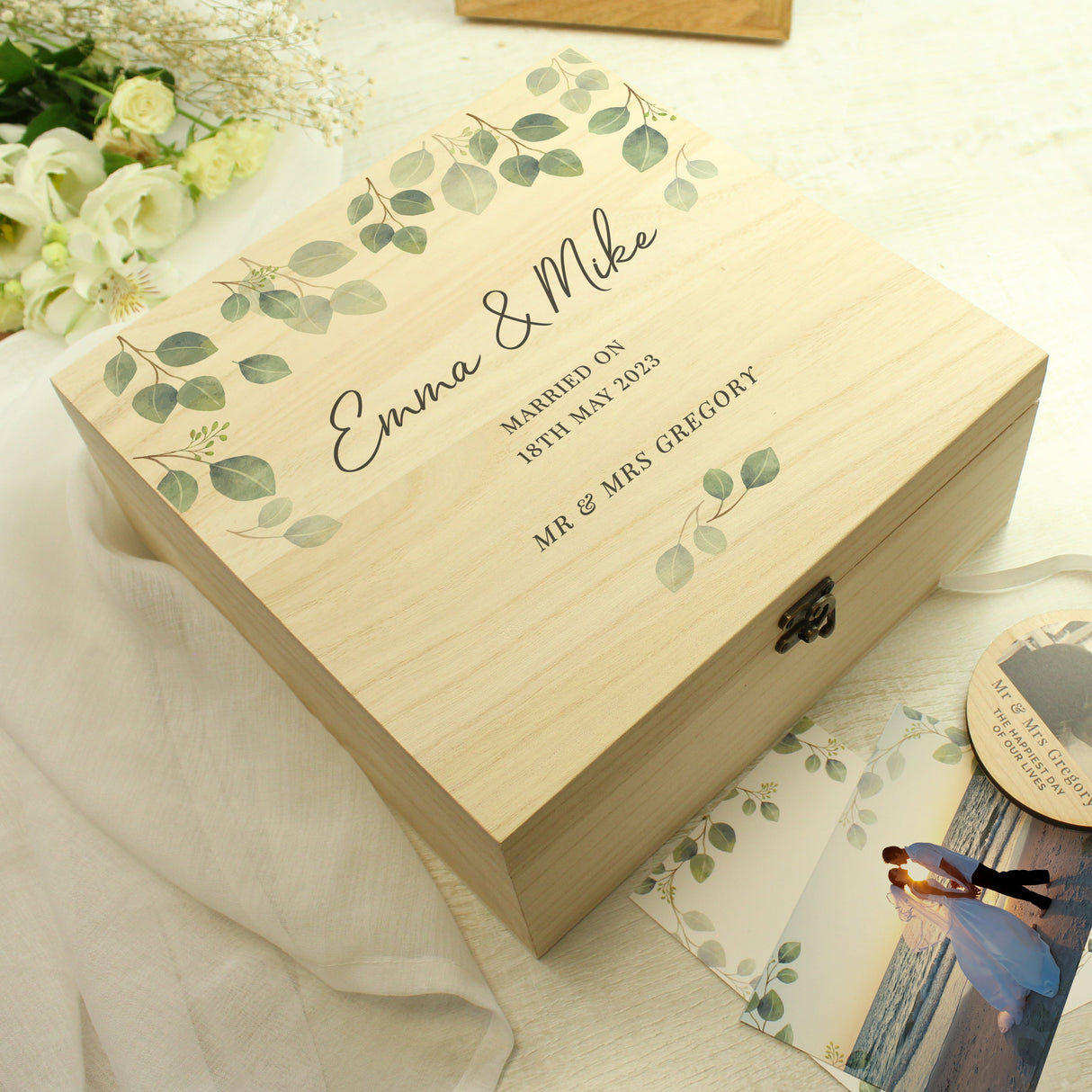 Personalised Botanical Wooden Keepsake box: 2 - Keepsake Boxes By Gift Moments