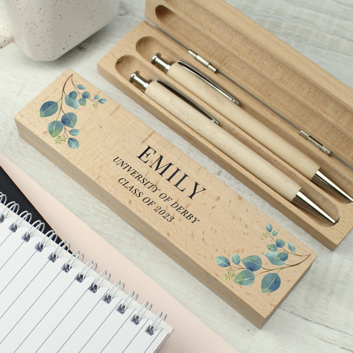 Personalised Botanical Wooden Pen and Pencil Set: 3 - Pens & Pencils By Gift Moments