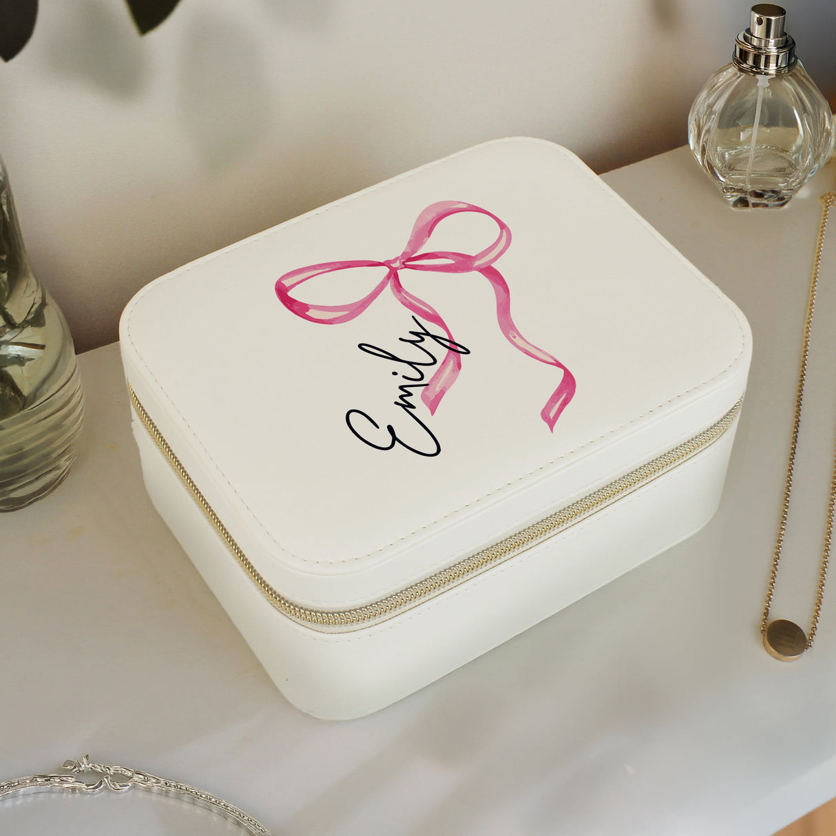 Personalised Bow Travel Jewellery Box: 1 - Jewellery Boxes By Gift Moments