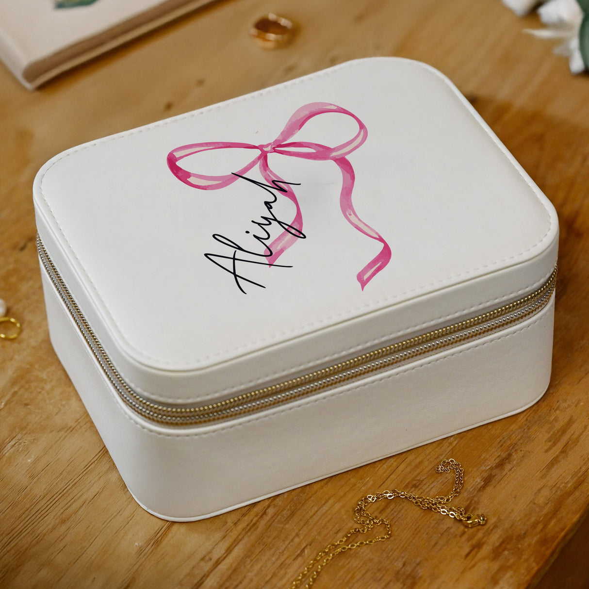 Personalised Bow Travel Jewellery Box: 2 - Jewellery Boxes By Gift Moments
