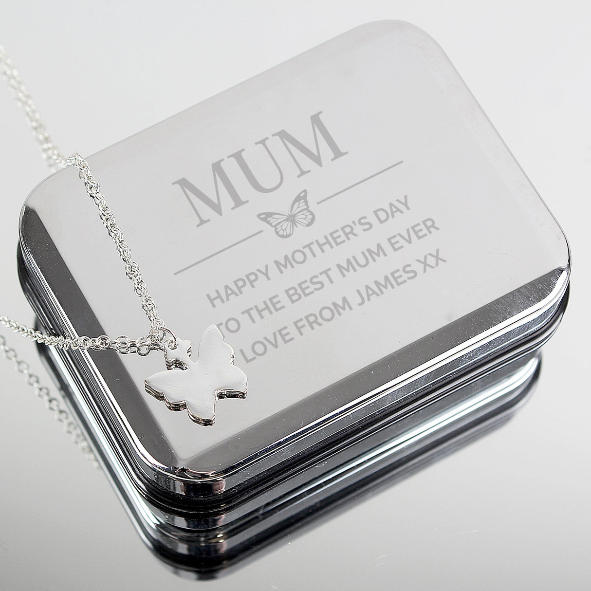 Personalised Box and Butterfly Necklace: 1 - Necklaces By Gift Moments