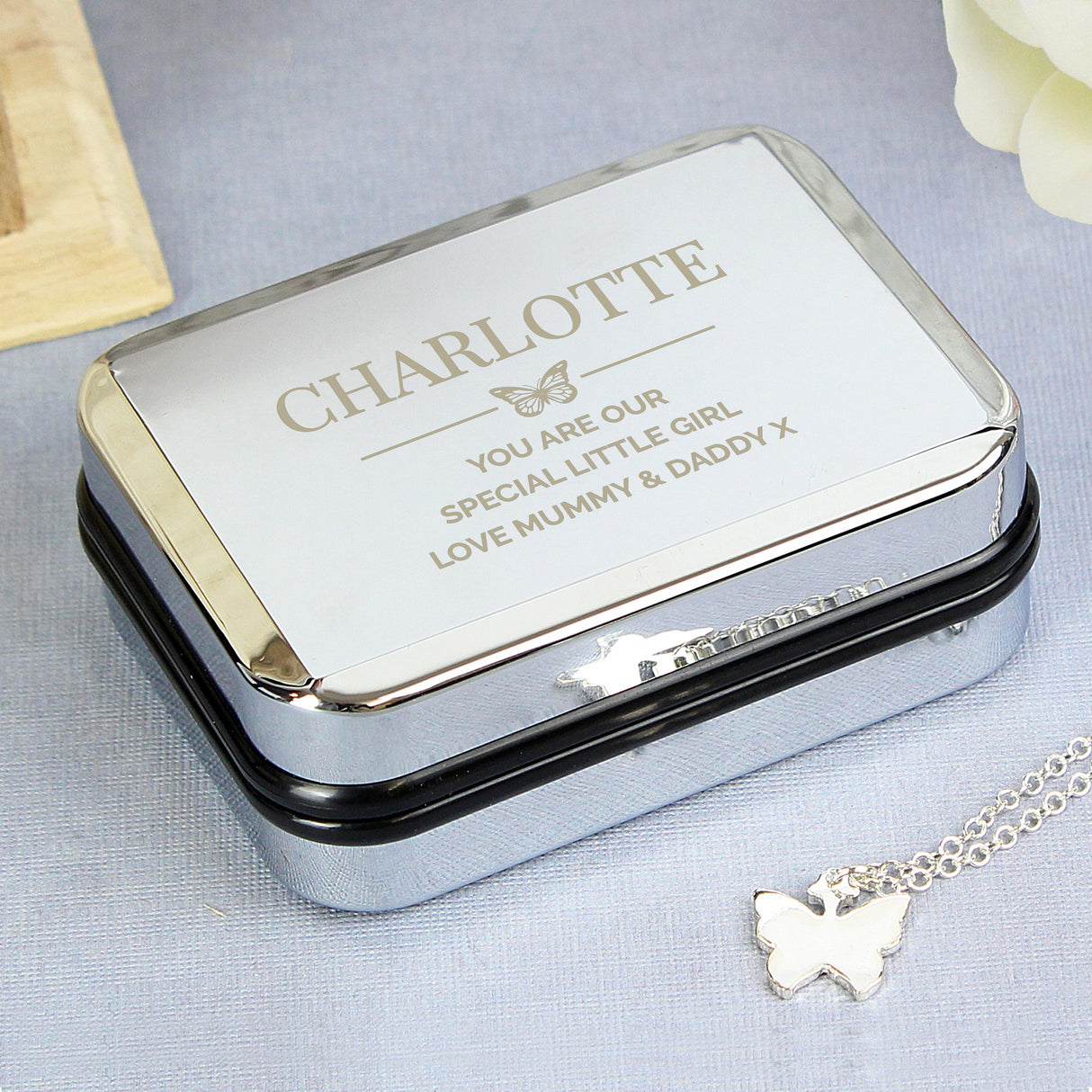 Personalised Box and Butterfly Necklace: 7 - Necklaces By Gift Moments