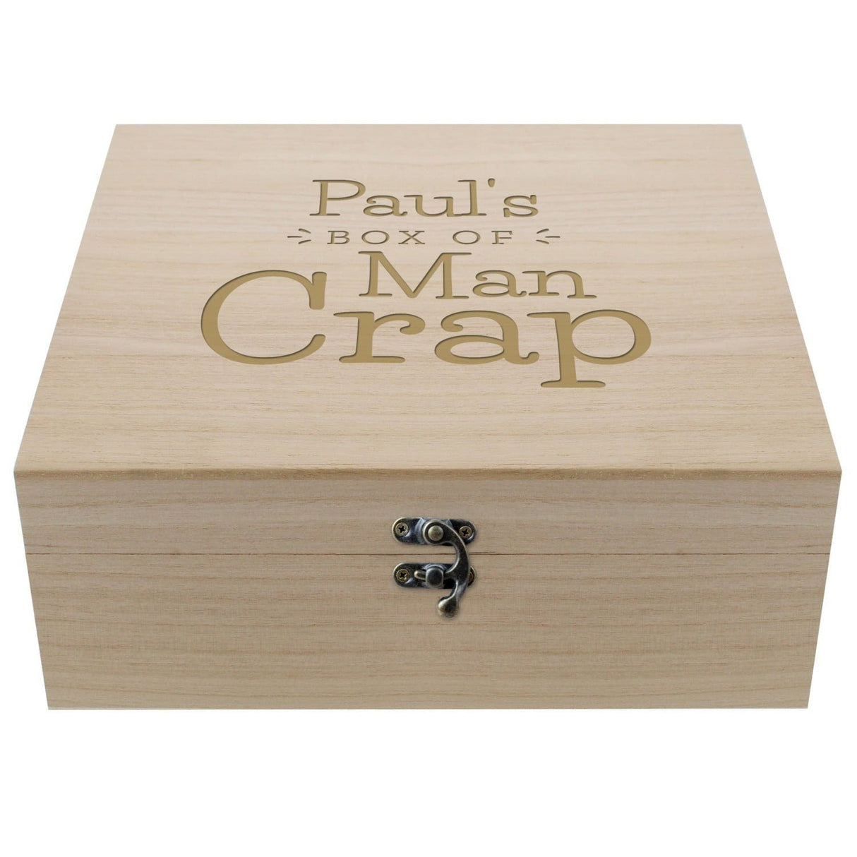 Personalised Box of Man Crap Large Wooden Keepsake Box: 5 - Keepsake Boxes By Gift Moments