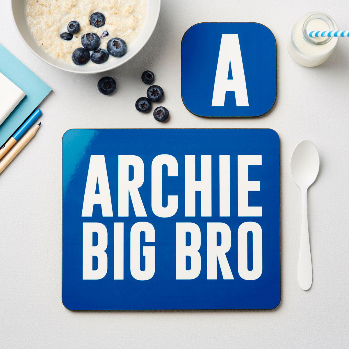 Personalised Boy’s Bro Placemat & Coaster Set: 2 - Placemats By Gift Moments
