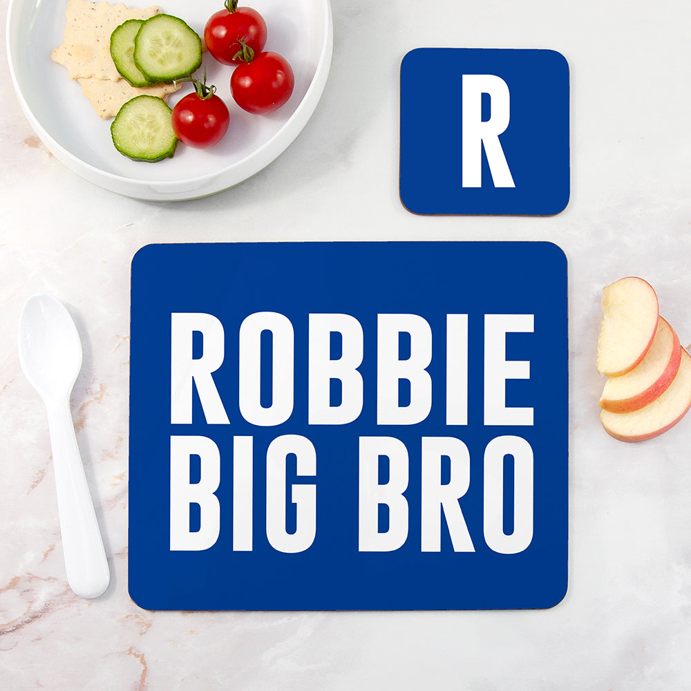 Personalised Boy’s Bro Placemat & Coaster Set: 1 - Placemats By Gift Moments