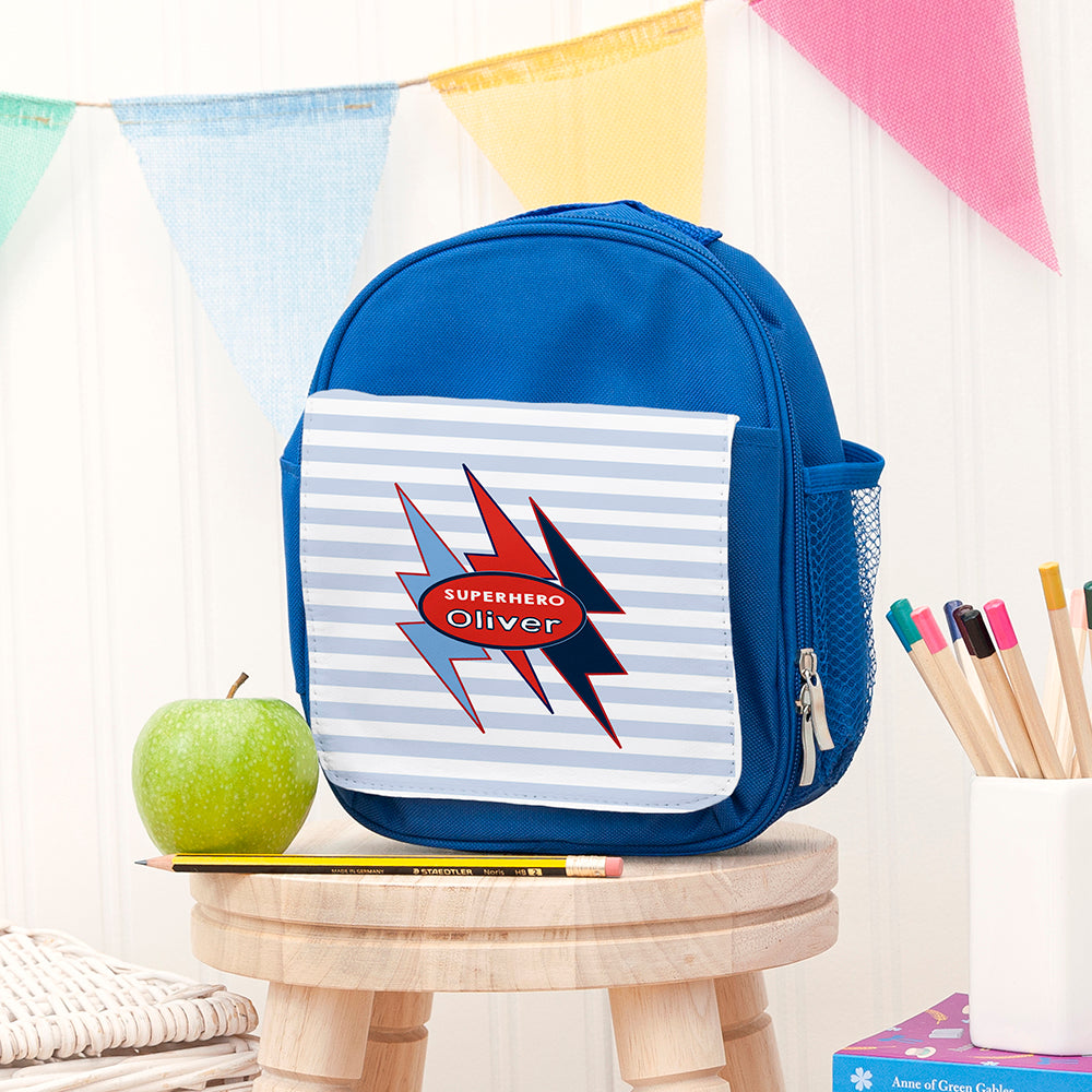 Personalised Boy’s Superhero Blue Lunch Bags - Flash - Shop Lunch Boxes & Bags At Gift Moments - 1