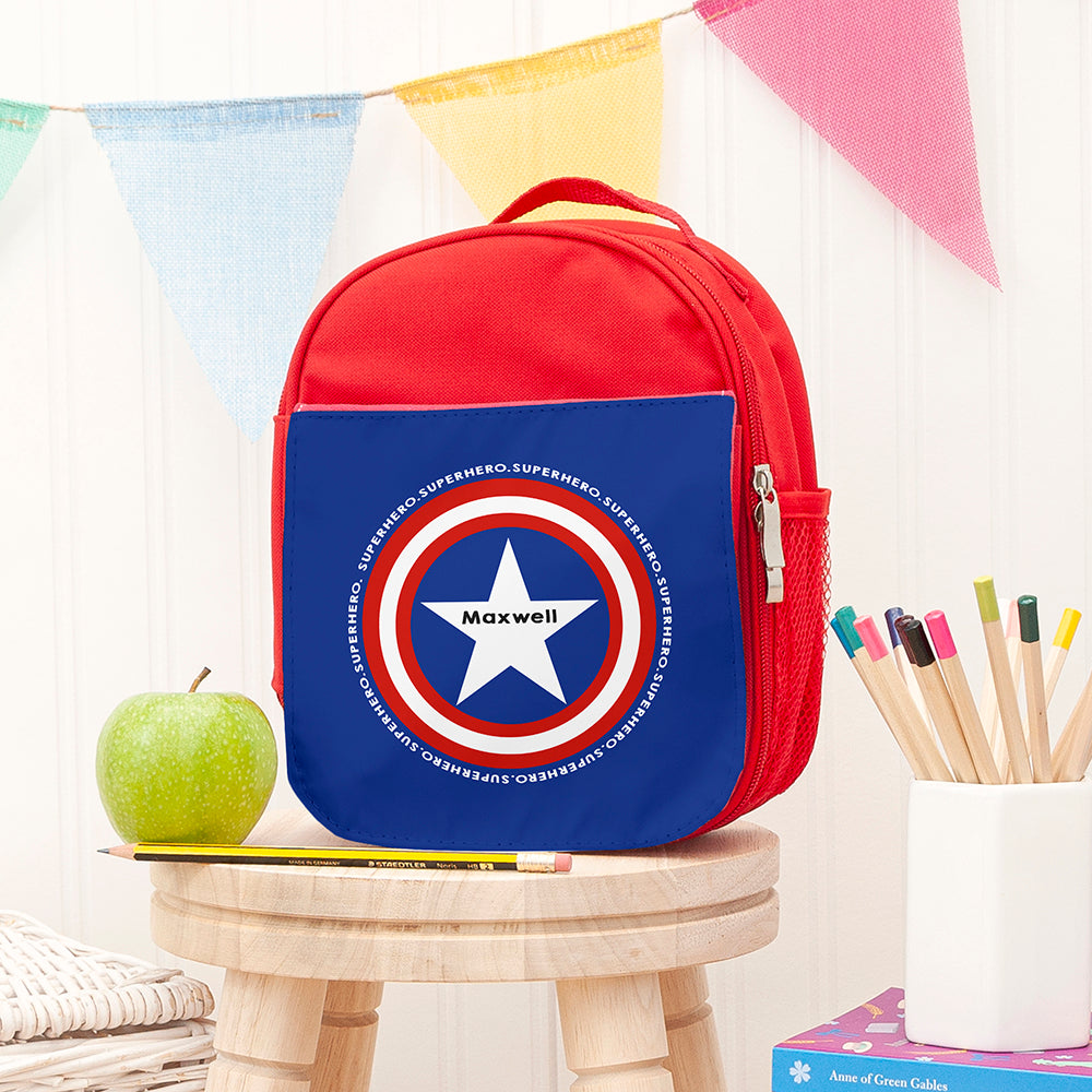Personalised Boy’s Superhero Red Lunch Bags - Star - Shop Textile Bags At Gift Moments - 1
