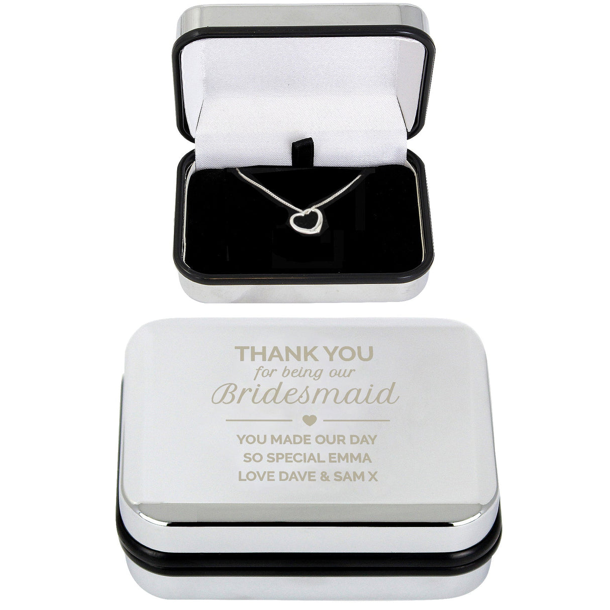 Personalised Bridesmaid Box and Heart Necklace - Shop Necklaces At Gift Moments - 2