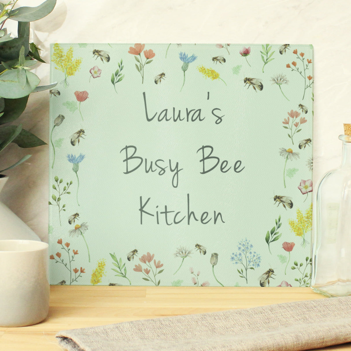 Personalised Busy Bee Glass Chopping Board/Worktop Saver: 1 - Chopping Boards By Gift Moments