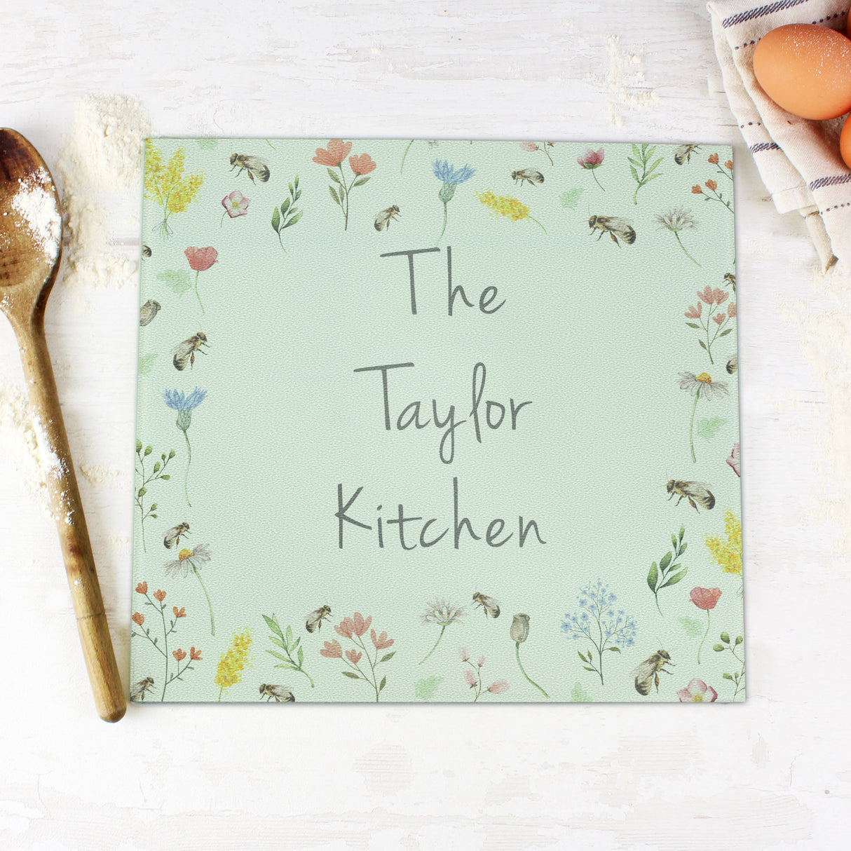 Personalised Busy Bee Glass Chopping Board/Worktop Saver: 3 - Chopping Boards By Gift Moments