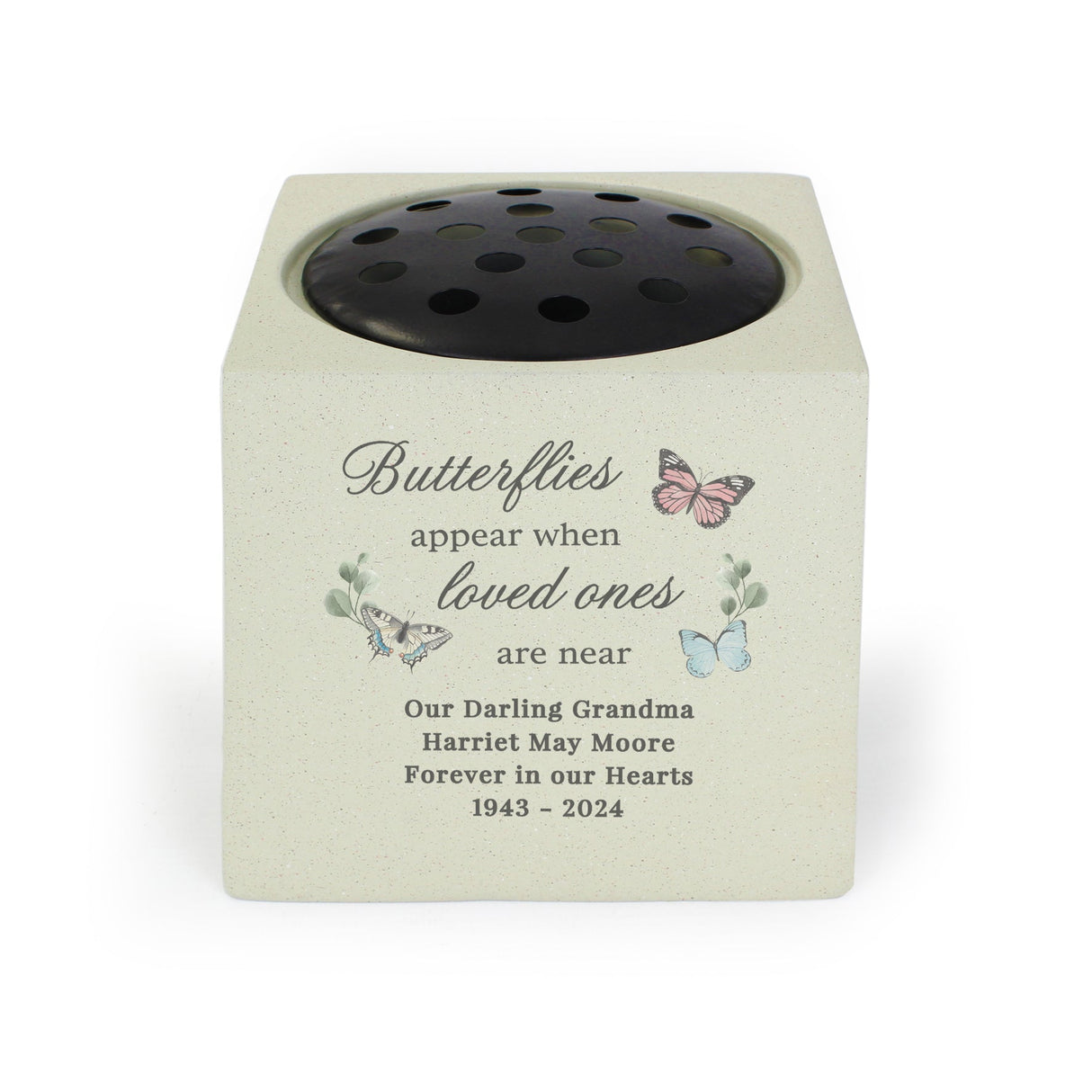 Personalised Butterflies Appear Memorial Vase: 5 - Memorials By Gift Moments