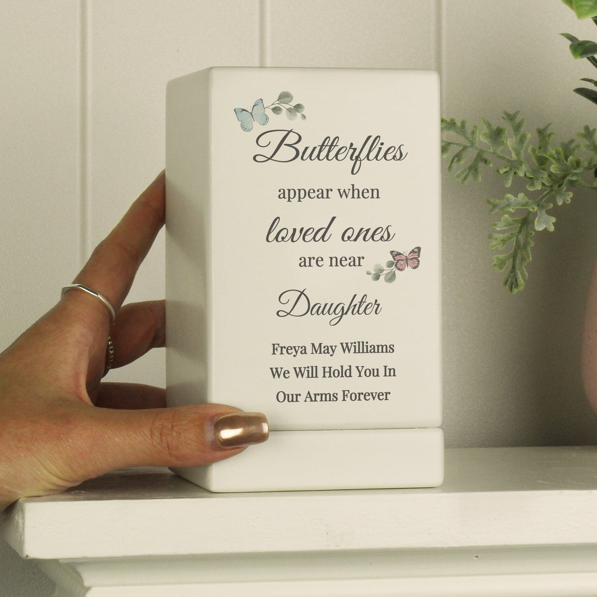 Personalised Butterflies Appear Small Wooden Urn - Shop Urns At Gift Moments - 4