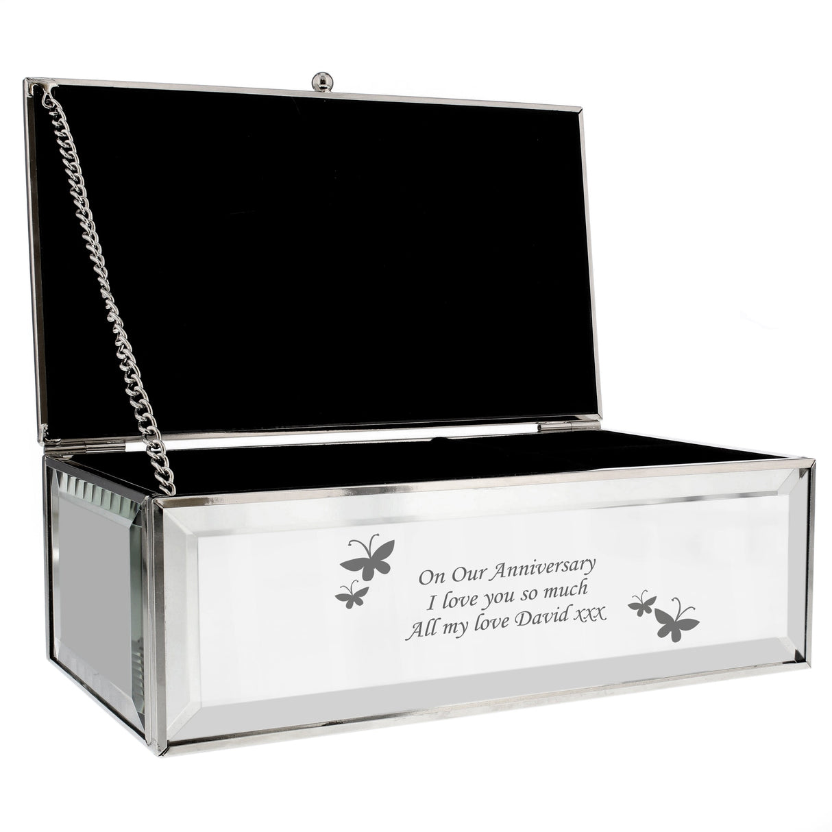Personalised Butterflies Mirrored Jewellery Box - Shop Jewellery Boxes At Gift Moments - 5