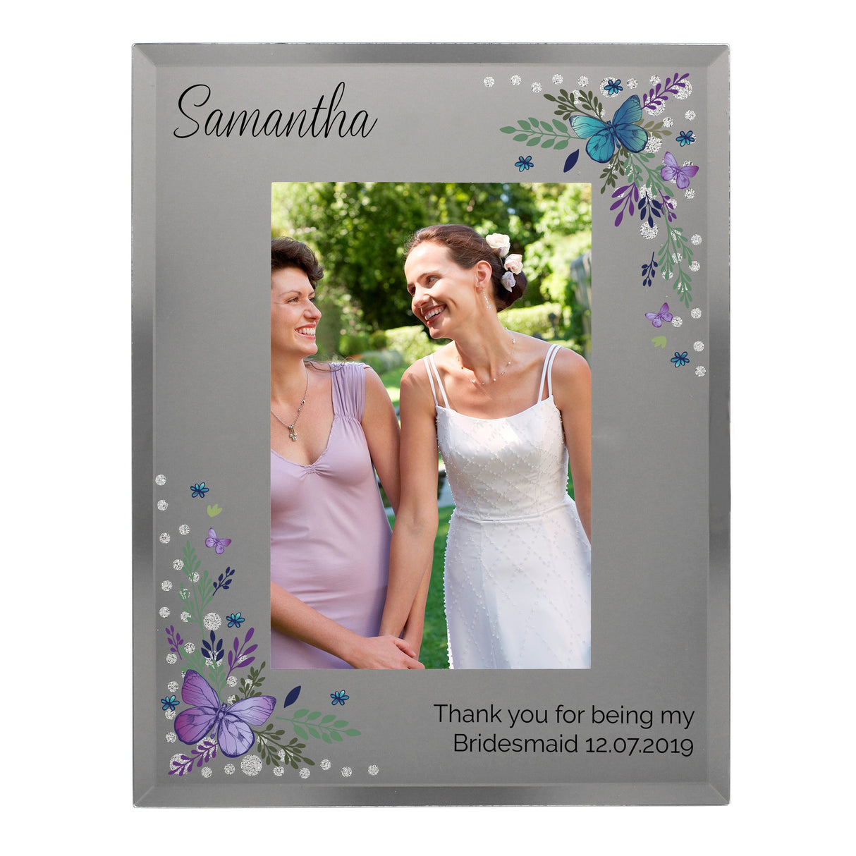 Personalised Butterfly 6x4 Diamante Glass Photo Frame: 4 - Photo Frames By Gift Moments