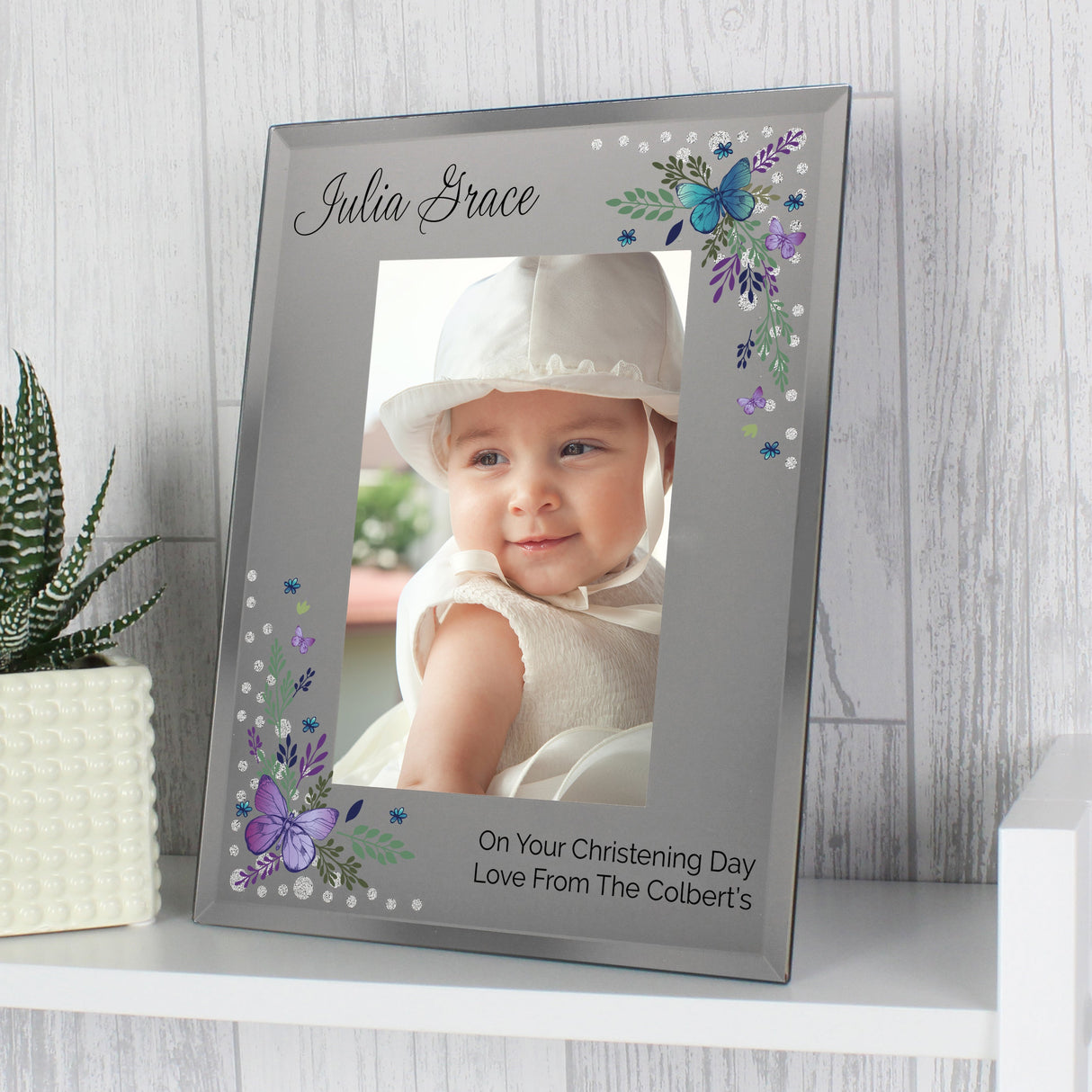 Personalised Butterfly 6x4 Diamante Glass Photo Frame: 2 - Photo Frames By Gift Moments