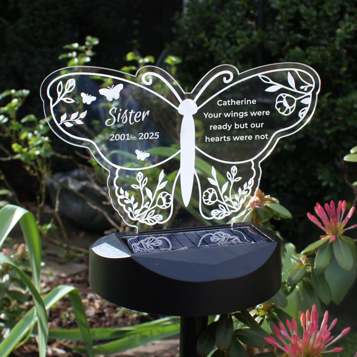 Personalised Butterfly Memorial Solar Light: 4 - Solar Lights By Gift Moments