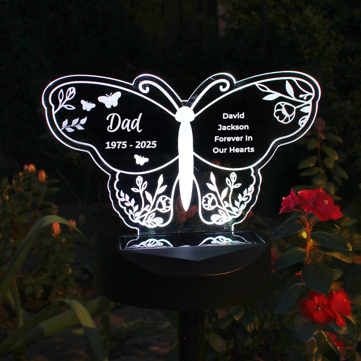 Personalised Butterfly Memorial Solar Light: 6 - Solar Lights By Gift Moments