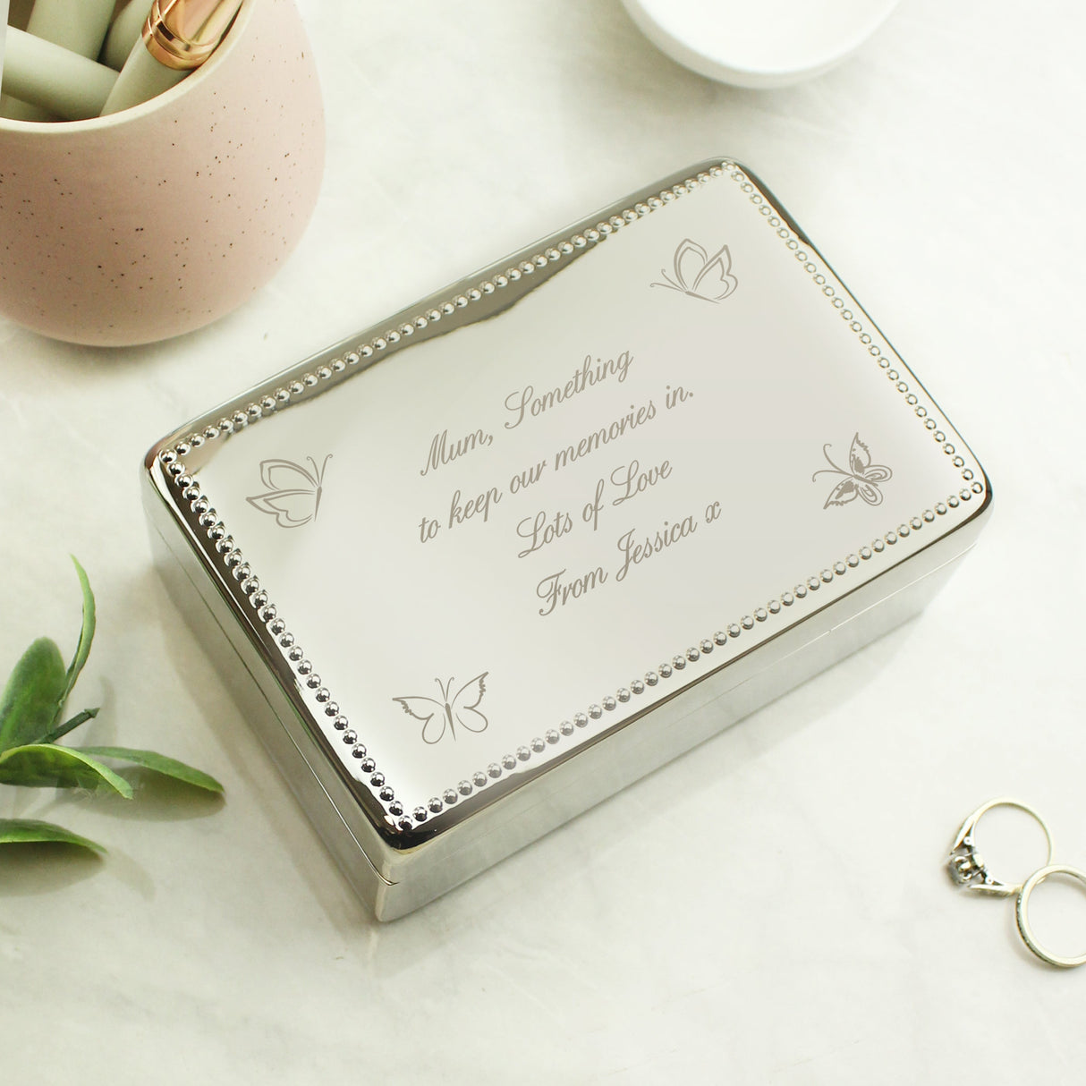 Personalised Butterfly Rectangular Jewellery Box - Shop Jewellery Boxes At Gift Moments - 1