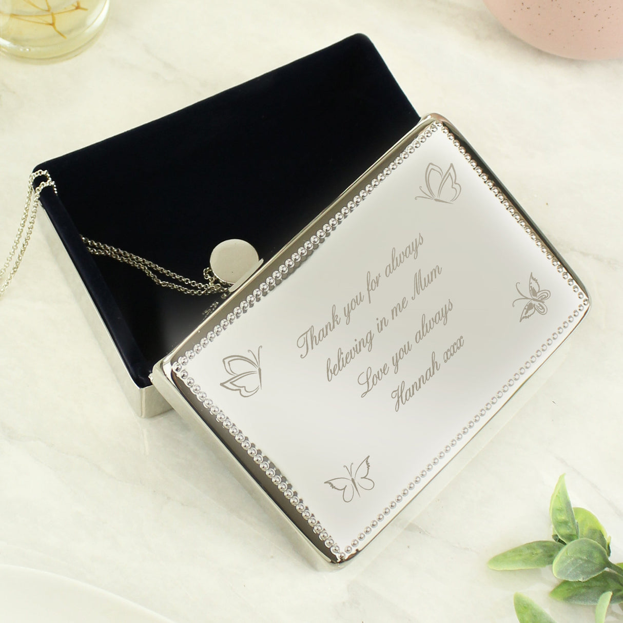 Personalised Butterfly Rectangular Jewellery Box - Shop Jewellery Boxes At Gift Moments - 2