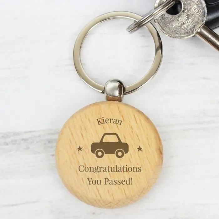 Personalised ’Car Motif’ Wooden Keyring: 1 - Keyrings By Gift Moments