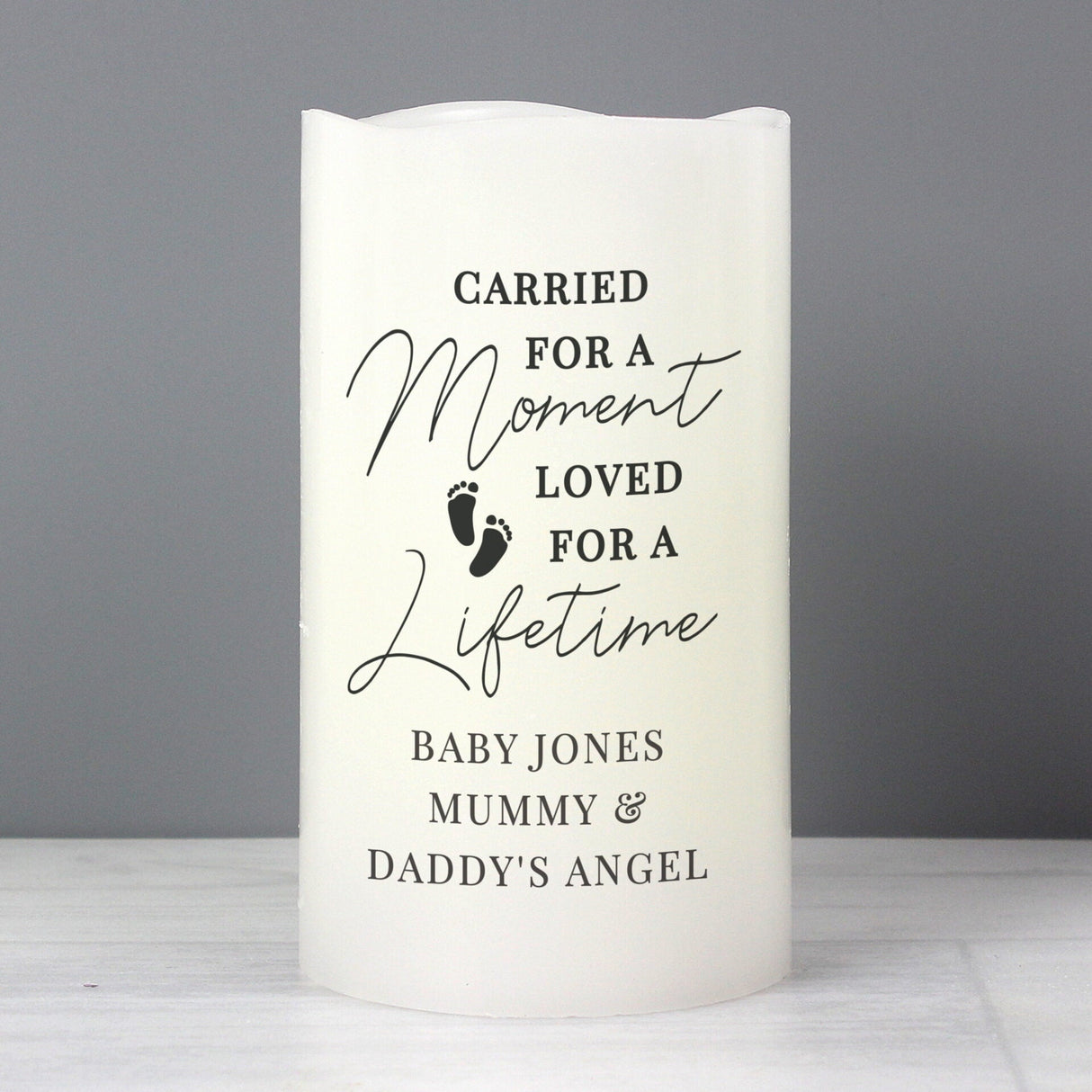 Personalised Carried For A Moment Led Candle: 2 - LED Lighting By Gift Moments
