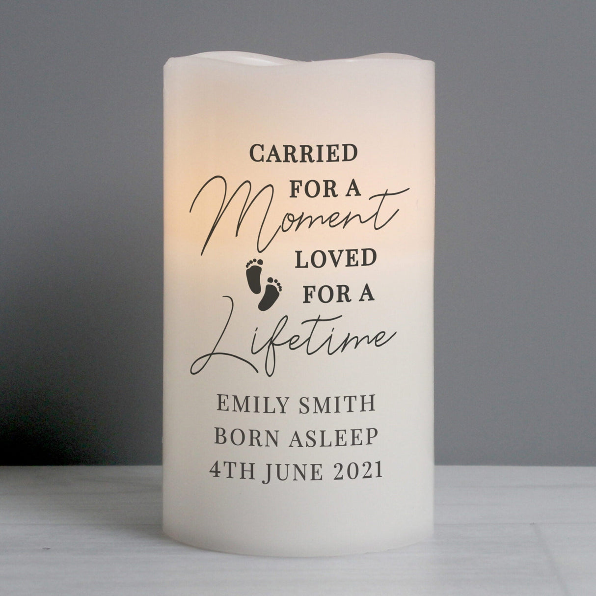 Personalised Carried For A Moment Led Candle: 1 - LED Lighting By Gift Moments