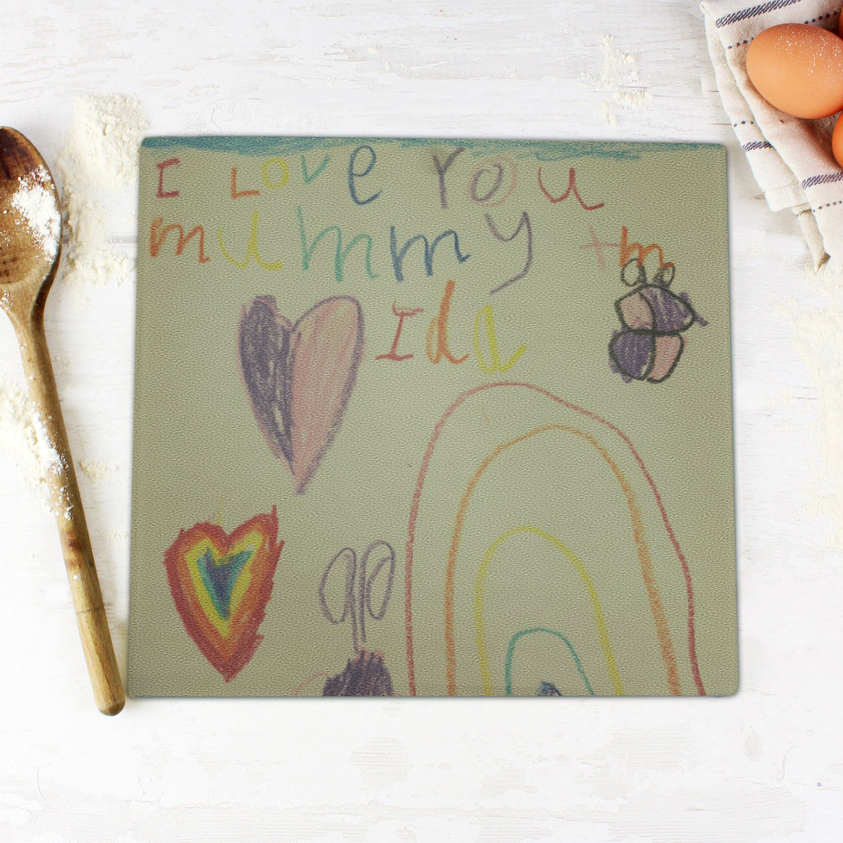 Personalised Childrens Drawing Photo Upload Glass Chopping Board/Worktop Saver: 8 - Chopping Boards By Gift Moments