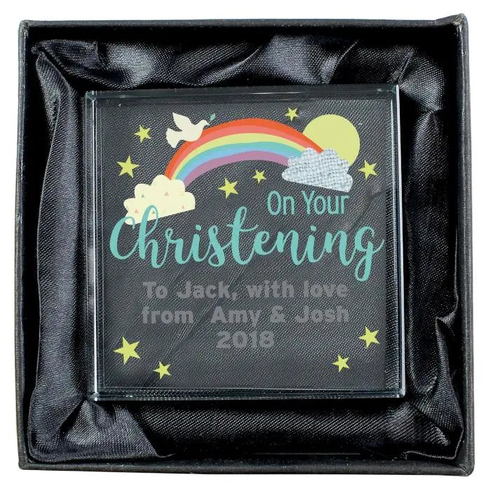 Personalised On Your Christening Crystal Token - Shop Crystal Tokens At Gift Moments - 1