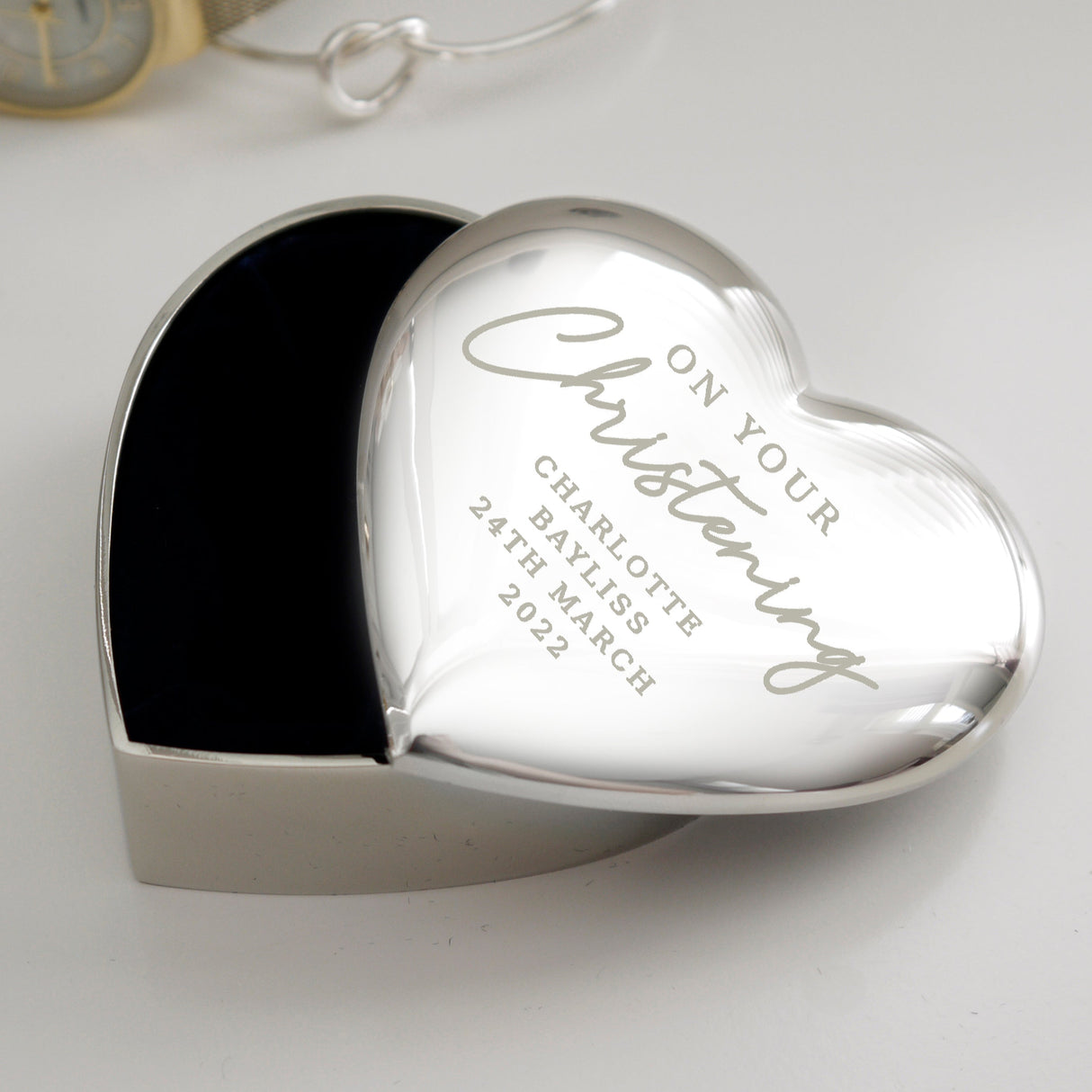Personalised Christening Heart Trinket Box - Shop Trinket Boxes At Gift Moments - 2