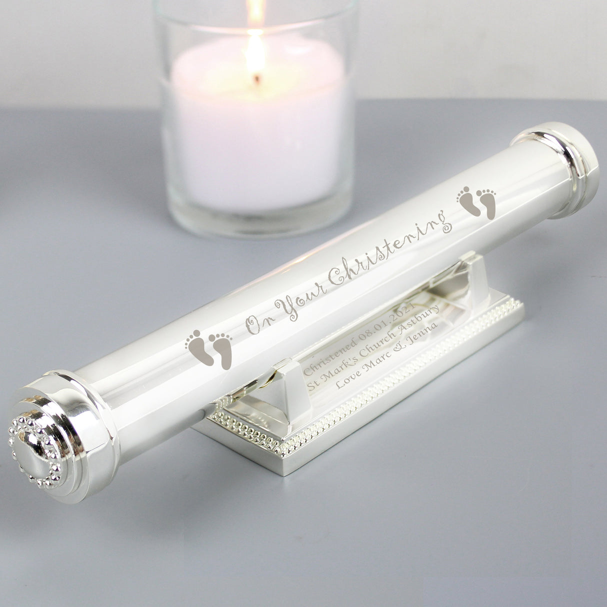 Personalised Christening Silver Plated Certificate Holder - Shop Certificate Holders At Gift Moments - 1