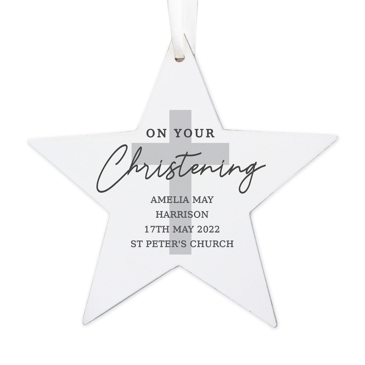 Personalised On Your Christening Wooden Star Decoration - Shop Decorations At Gift Moments - 3