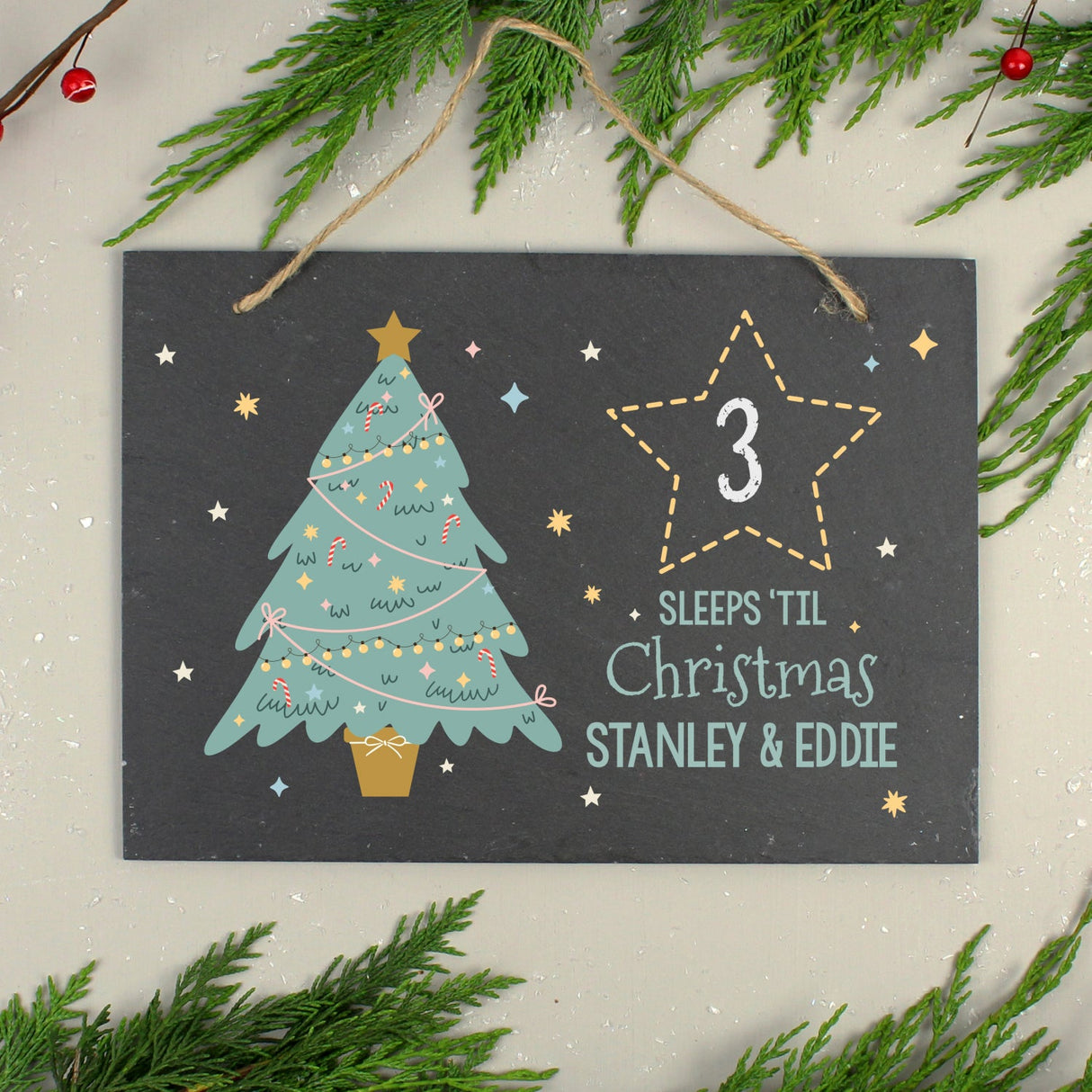 Personalised Christmas Chalk Countdown Hanging Large Slate Sign: 2 - Signs & Plaques By Gift Moments