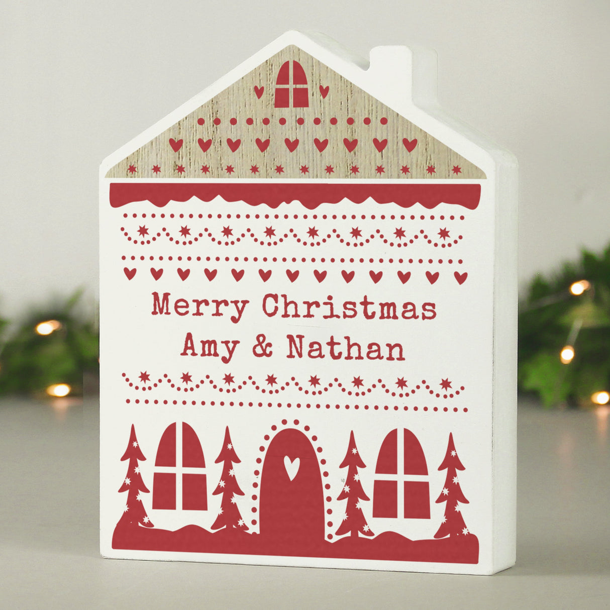 Personalised Christmas Fair Isle Wooden House Ornament - Shop Ornaments At Gift Moments - 1
