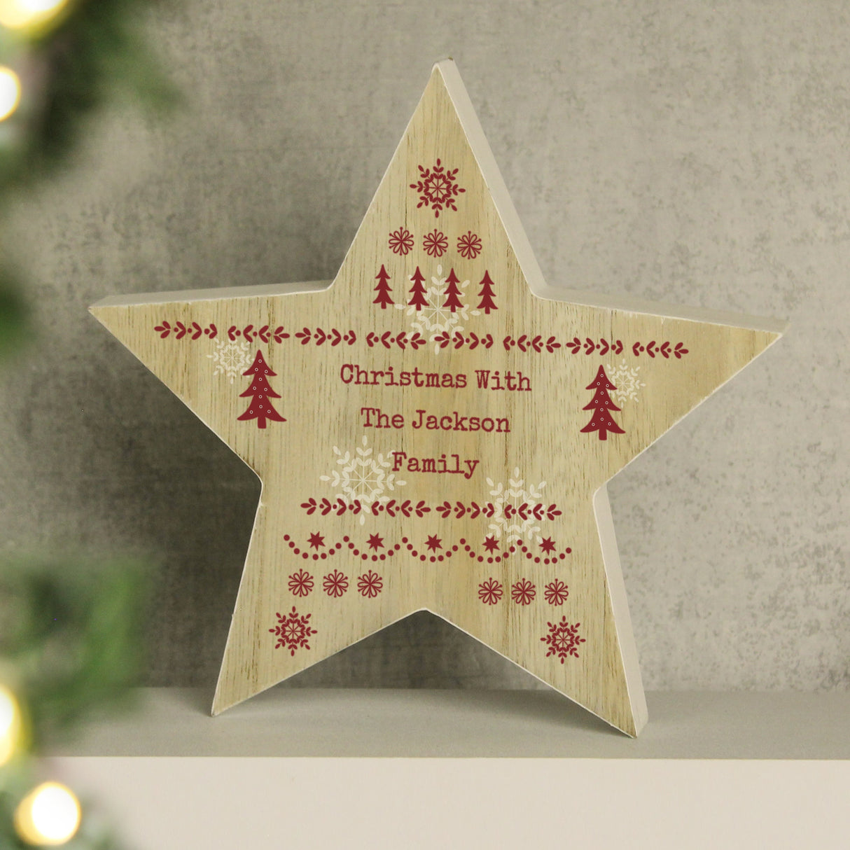 Personalised Christmas Fair Isle Wooden Star Ornament - Shop Christmas Decorations At Gift Moments - 3
